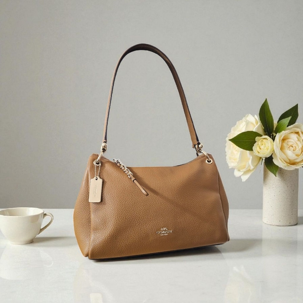 Coach Brown Pebbled Leather Shoulder Bag